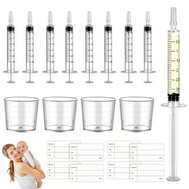 Colostrum Collector Kit, Include 50Pcs 3ml Sealed Breast Milk Collector with 4pcs 20ml Measuring Cup and 60 Stickers, Harvesting Collection for Breastmilk