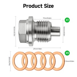 Arvoni Magnetische Ölablassschraube M14x1,5, Öl Ablassen Schraube mit 5 Dichtung, Ölablassschraube Dichtung Ölwannenablassmutter, Edelstahl Ölwanne Auto Ölschraube für Autos, Motorräder und Boote