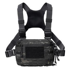 VOTAGOO GEAR Tactical Chest Pack EDC Chest Bag 2L Utility Molle Chest Rig Pouch with CCW Compartment Adjustable Strap Outdoor (Dark Black)