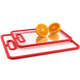 Cutting Board for Kitchen,Tempered Glass Chopping Board Double Sided Set of 2 for Meal Prep,Serving,with Pink Non-Slip Edges,Dishwasher-Safe Heat Resistant,Ideal Kitchen Gifts for Women