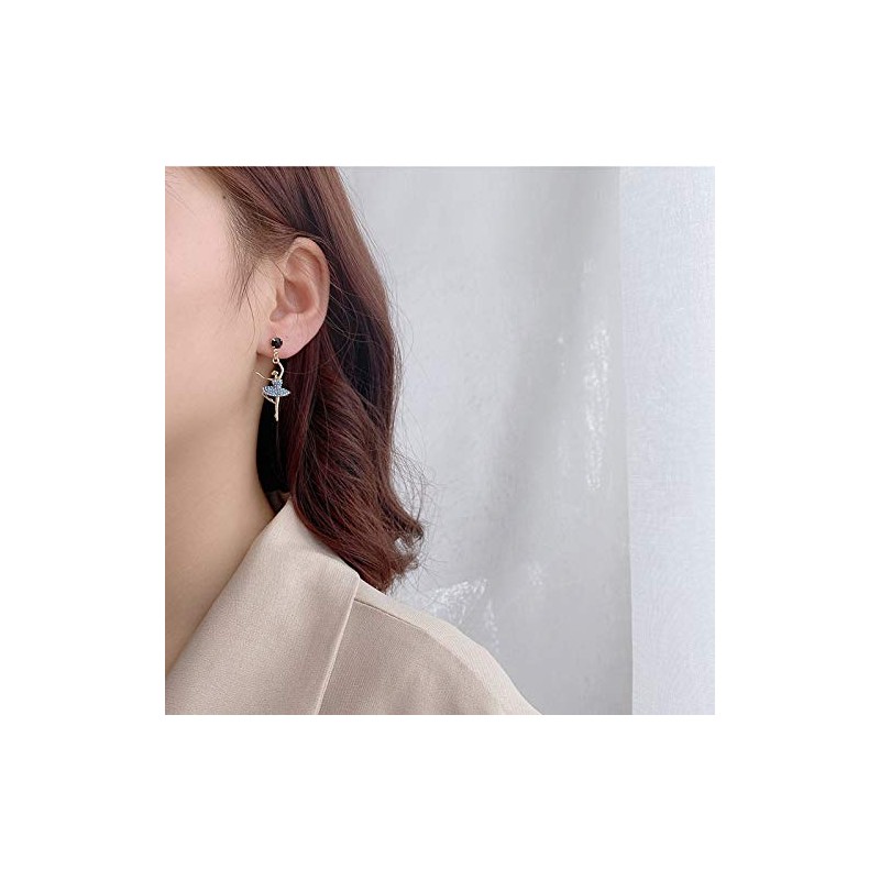 arete largos con incrustaciones de diamantes de imitación, diseño de