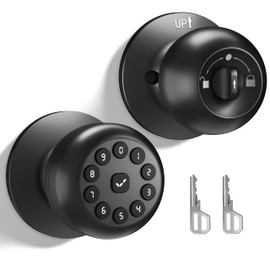 EUERTE Smart Door Knob with Lock,Keyless Entry Door Lock for Front Door, Keypad Smart Door Locks,Auto Lock,Easy to Install,Great for Bedroom,Home,Office,Hotel,Garage (Black, No App)