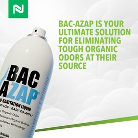 Nisus Bac-Azap Odor Eliminator, Ready-to-Use Bio-Sanitization Liquid, Neutralizes Organic Waste Odors, Safe for Plumbing, 14 Oz