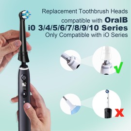 10PACK Replacement Toothbrush Heads Compatible with Oral B iO Series 2/3/4/5/6/7/8/9/10 Electric Toothbrush,Round Brush Heads for Gentle Gum Care & Deep Cleaning,Black/White