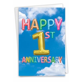 The Best Card Company Happy 1st Anniversary Greeting Card, 5 x 7 Inch, Multicolored, Includes Envelope