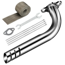 XIKOBY Upgrade Header Exhaust Pipe Kit for Predator 212cc 196cc Coleman Mini Bike CT200U BT200X B200R KT196 Go Kart 6.5HP GX160 GX200 Clone Engine Baja Warrior MB165 Massimo MB200 Performance Parts