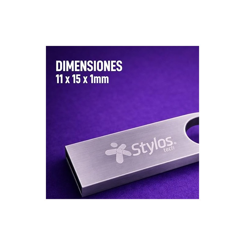 Memoria USB 64GB Tipo A 2.0 de Metal Stylos Tech