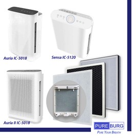 PUREBURG Replacement Filter Compatible with InvisiClean Aura IC-5018 Aura II IC-5018 Sensa IC-5120 Air Purifiers,2-Pack H13 HEPA Activated Carbon 4-Stage Filtration