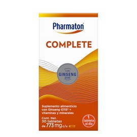 Pharmaton Complete Suplemento Alimenticio para Adultos, 30 Tabletas. Complementa tu Estilo de Vida de Manera Saludable y Confiable. Adicionado con... 