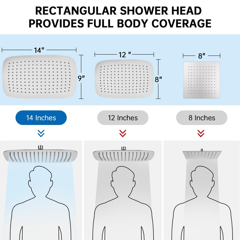 G-Promise All Metal 14 Inch Shower Head with Massage Mode