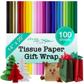 Ocean Tides Gift Wrapping Assorted Tissue Paper Bulk - Wrapping Paper for Crafts, Birthdays,