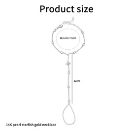 Calkkrer 18K Gold Star-Linked Finger Chain Bracelet & Ring Set, Summer Elegance with Rhinestones, Gold-Plated Waterproof Finger Ring Bracelet with Zirconia Inlays