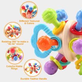 Rayouth Baby Sensory Teething Toys, Baby Rattles Toys for 0-12 Month, Teethers Montessori Toys for Infant Newborn Boys Girls 3 6 9 12 18 Months 1 Year Old, Toddler Educational Development Gifts