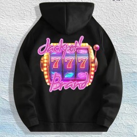 Jackpot! 777 Brand Casino Graphic Hood Hoodie 100% Cotton US Warehouse 7 ColorsColor: Army Green, Size: M