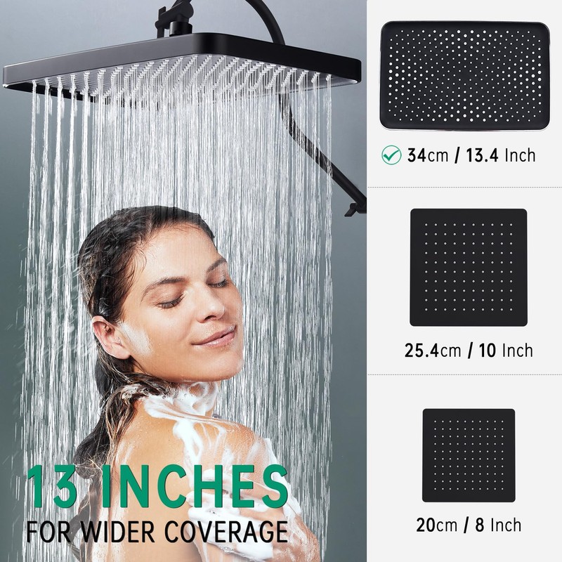 13 Inch Rainfall Shower Head with Multi-Function Handheld Sprayer Combo,