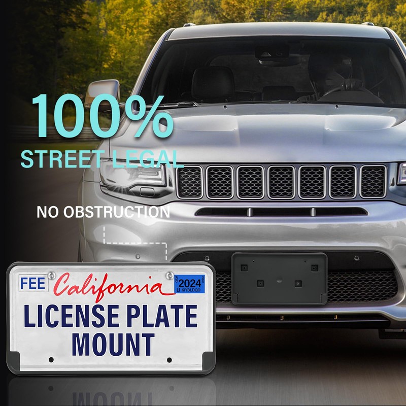 GRUOIZ Quick Install Front License Plate Holder Compatible with Jeep