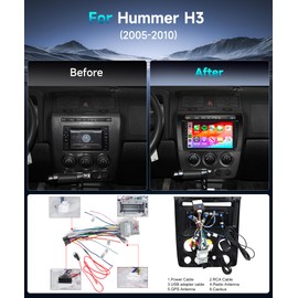 2+64G Radio for Hummer H3 2005-2010 Android Car Stereo with Wireless Carplay Android Auto Mirror Link 9'' Touch Screen with Canbus Bluetooth WiFi 28UIs RDS FM Radio GPS DVR AHD Backup Camera MIC