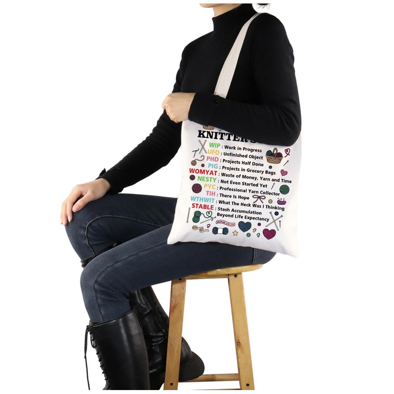 PYOUL Knitting Gift Knitter’s Code Tote Bag Knit Handbag Knitter