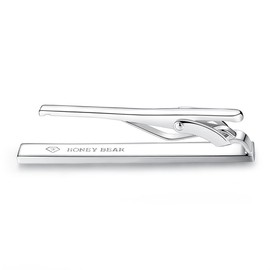 HONEY BEAR 2.36inch Mens Tie clip Bar for Normal Size Tie Business Wedding Gift, 6cm (Brushed Silver 6cm)