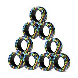 Paquete de juguetes para ansiedad de anillos magnéticos, ideales para TDAH, anillos giratorios para terapia de alivio de ansiedad, gran regalo para adultos, adolescentes, niños de 12 a 14 años (9 piezas)