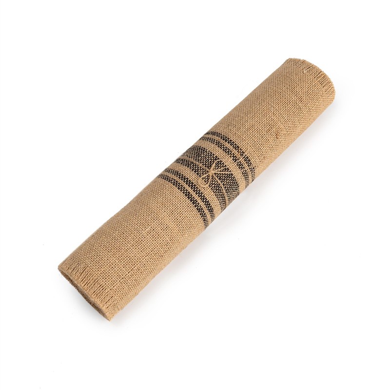 home·fsn Burlap Table Runner (Tassel Middle Stripe Black, 14x60 Inch)