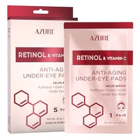 AZURE Almohadillas antienvejecimiento para debajo de los ojos con retinol y vitamina C, parches hidratantes y refrescantes para máscara de ojos, reduc