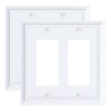 2-Pack Decorative Double Decorator Outlet Cover Plate, Pure White Durable