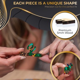 ZenChalet - Floral Retro Wooden Jigsaw 200 Piece Puzzle - Unique Wooden Puzzles for Adults, Cool Brain Teaser - Great Gift for Friends and Family