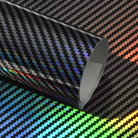 Alvorox Rainbow Laser Carbon Fiber Vinyl Wrap, High Gloss Sparking Color Change Vehicle Film Sheet Air Release Self Adhesive DIY Decal Auto Cars Motorcycle Protection 60'' x 29.5'' (5ft x 2.5ft)