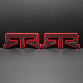 FMS Gear PAIR (2) RTR Fender Emblems Fits Ford MUSTANG Badge Nameplate Drift Decal - Red