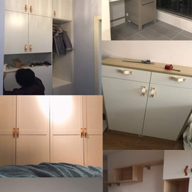 POFET Pack of 5 Nordic Wardrobe Door Handles, Soft PU Leather Door Handles for Cupboard, Drawer, Pull Knobs, Furniture Fittings (26 x 140 mm) - Black