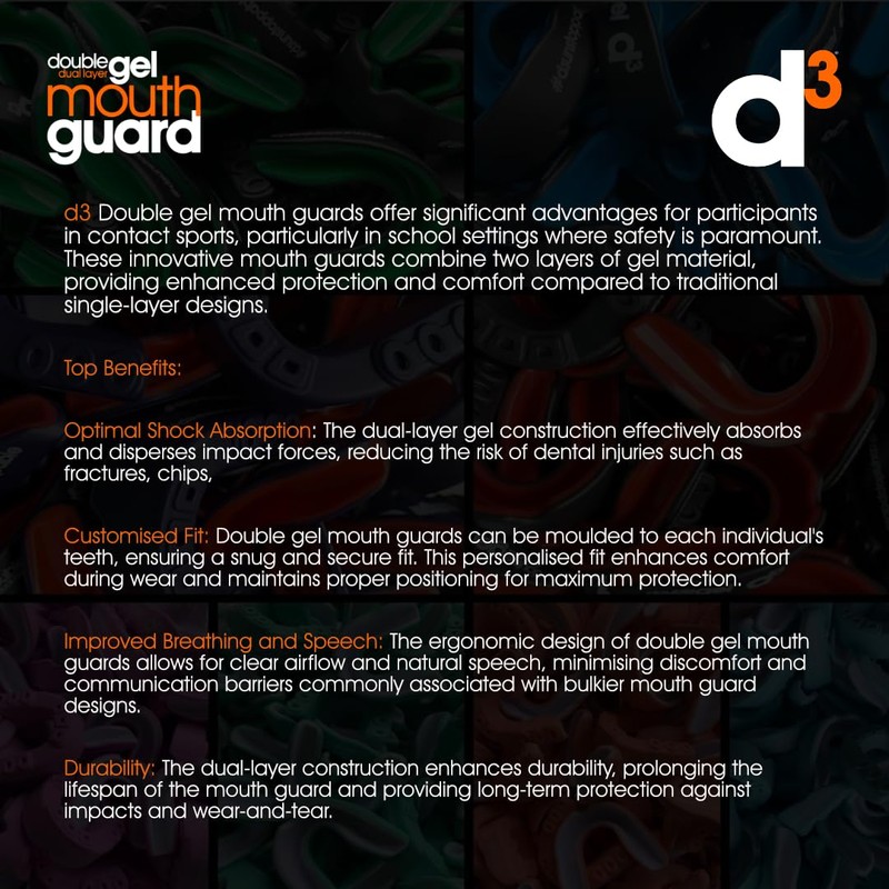 d3 Double Gel Dual Layer Gum Shield Adults Mouth Guard,