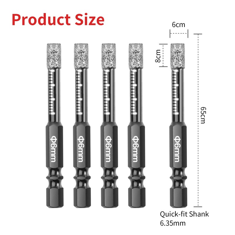 Diamond Drill Bits,NOEAIKE 10-Pack 1/4"(6mm) Dry Diamond Core Drill Bit