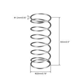sourcing map Wire Diameter 0.05" , OD 0.79" , Free Length 2" Spring Steel Coil Extended Compressed Spring 10pcs