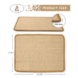 JanYoo 2 Pieces Bunny Scratch Pads, Sisal Rabbit Scratching Pad Bunny Scratcher Mat Guinea Pig Resting Mats for Cages, Small Animal Claws and Teeth Care Bedding Accessories(15.7x11.8in, Beige)