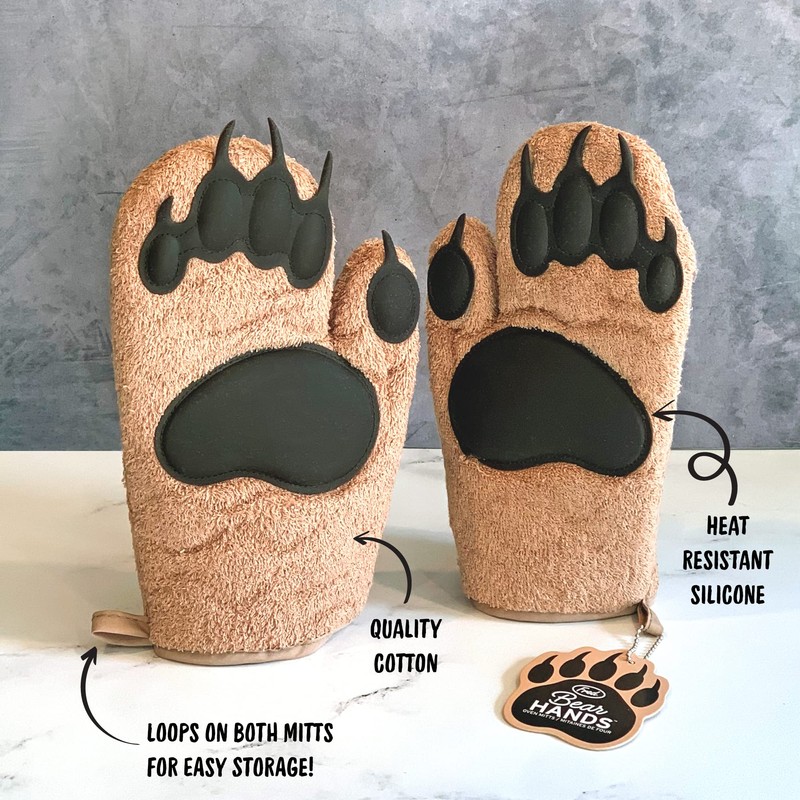 Genuine Fred Bear Hands Oven Mitts – Heat-Resistant Silicone and