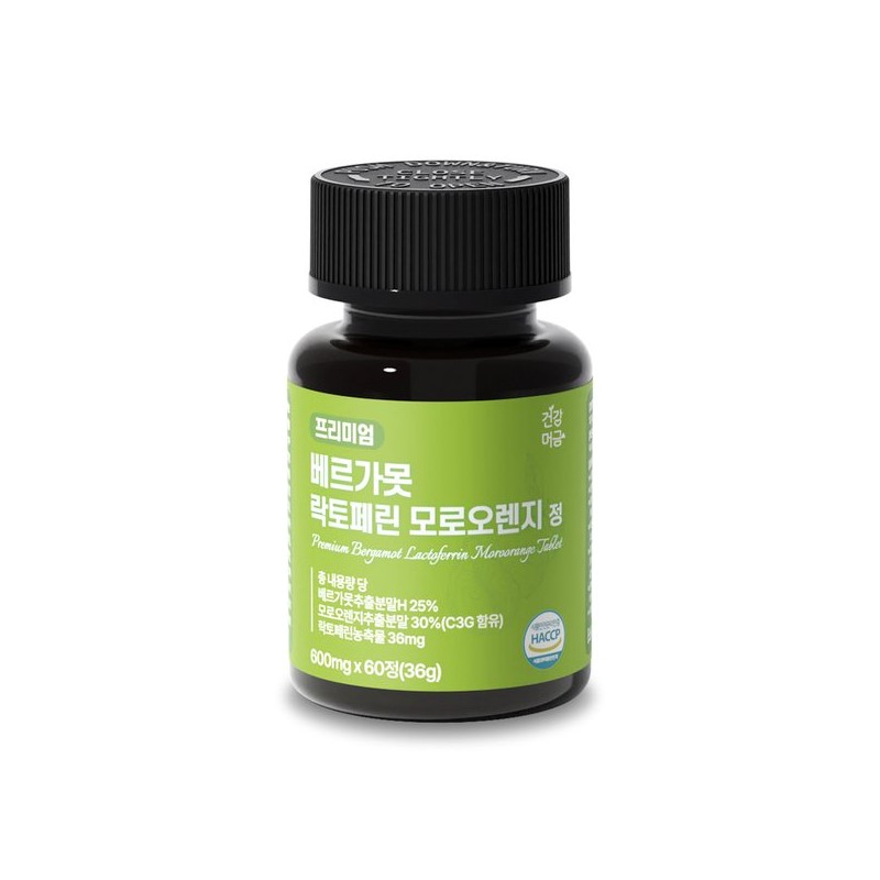 Geongang Meogeum 베르가못 추출물 폴리페놀 락토페린 모로오렌지 프리미엄 정 2병(4개월분)