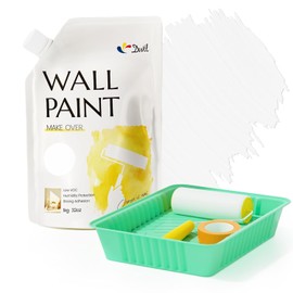 White Paint for Wall 32 Oz Covers 50-55 sq.ft Water-Based Ceiling Paint with Roller Kit Perfect for Walls Ceilings More Interior Exterior No Sanding Quick Drying Low Odor White