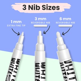 Chalkola Chalk Pens for Blackboard, Washable, White, 6 Chalk Markers, White, 1 mm, 3 mm & 6 mm Tip, Chalk Pen White for Windows, Blackboard, as Glass Pen, Chalk Markers for All Ages