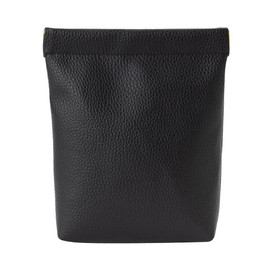 Cream Dot 2 Size Pouch, Small and Large, Cosmetic Pouch, Gusset, PU Leather, One Hand, Spring Type, Accessory Pouch, Textured Simple, Black, Greige Mocha, Black x Medium