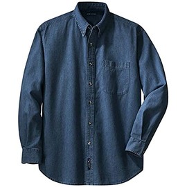 Joe's USA 6.5-Ounce Long Sleeve Denim Shirts-2XL-Dark Blue