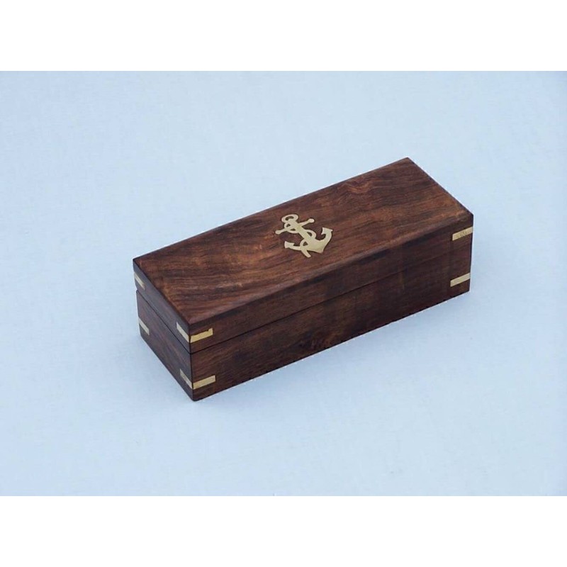 Antique Brass with Leather Spyglass with Rosewood Box 15" -