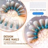 GlamRays 24pcs Blue Press On Nails Square Shape False Nails