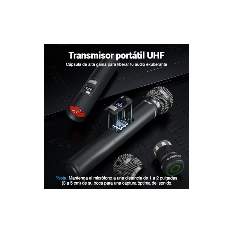 Phenyx Pro Sistema de Micrófono Inalámbrico UHF Dual PTU-71-2H