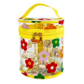 Fashionable Toiletry Bag, Transparent, Flowers Brucken Cosmetic Bag, Transparent, Waterproof PVC Travel Wash Bags, Makeup Bag, TSA Approved Makeup Bags, for Women (Yellow), Yellow, Modern