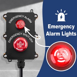 Piggyback Style Emergency Stop Button Kit with Alarm to Respond to Emergencies,Large Stop Sign Panel Easy Contact for Fast Power Off for Table Saws and Other Electrical Equipment