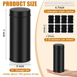 10 Pcs Tea Tin Canister Metal Tea Canister Round Tin Can with Airtight Lid Tea Double Sealed Tea Canisters, with 1 Erasable Chalk Marker and 16 Stickers for Loose Leaf Tea Coffee Sugar (23 oz)