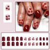 24Pcs Dark Red Press on Nails Short Square Fake Nails