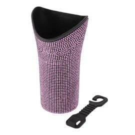 TUCKBOLD Auto Car Trash Can Durable Seat Back Trash Bin Pink 1 Pc 3.9" Width 7.5" Height Plastic Rhinestone