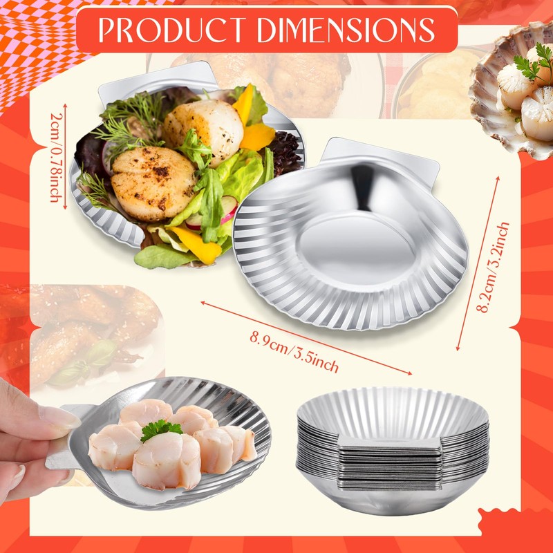 Baderke 50 Pcs Grillable Shells Stainless Steel Reusable All Purpose